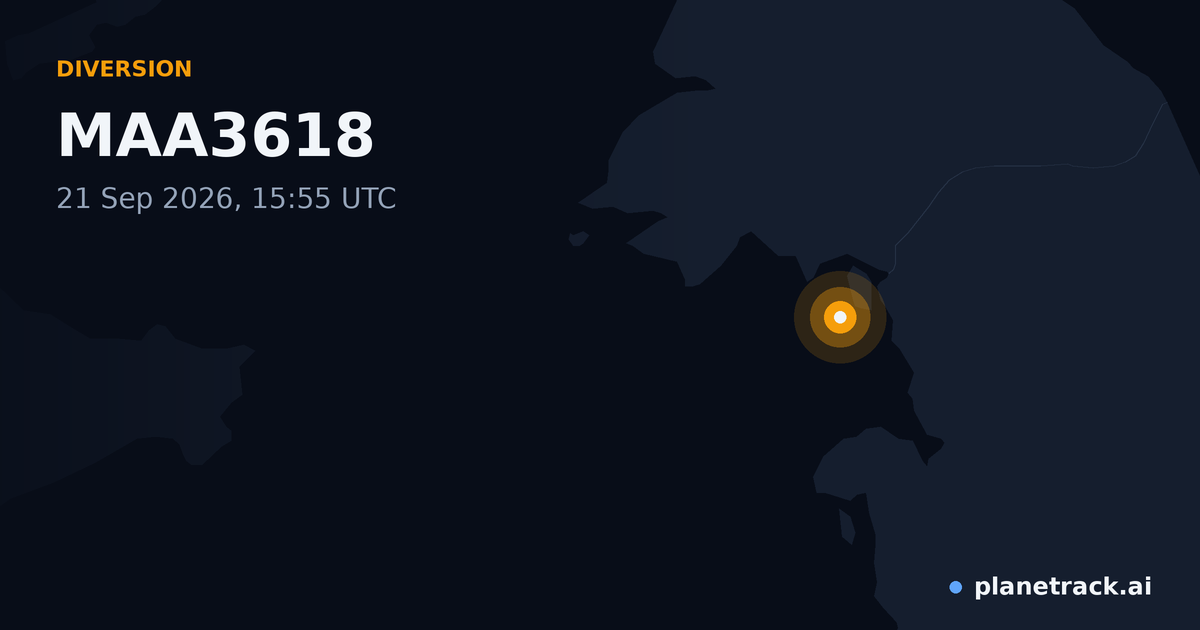 Map of where MAA3618's diversion happened