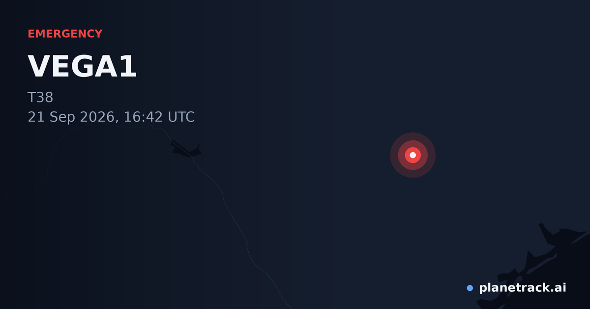 Map of where VEGA1's emergency: squawk 7700 happened
