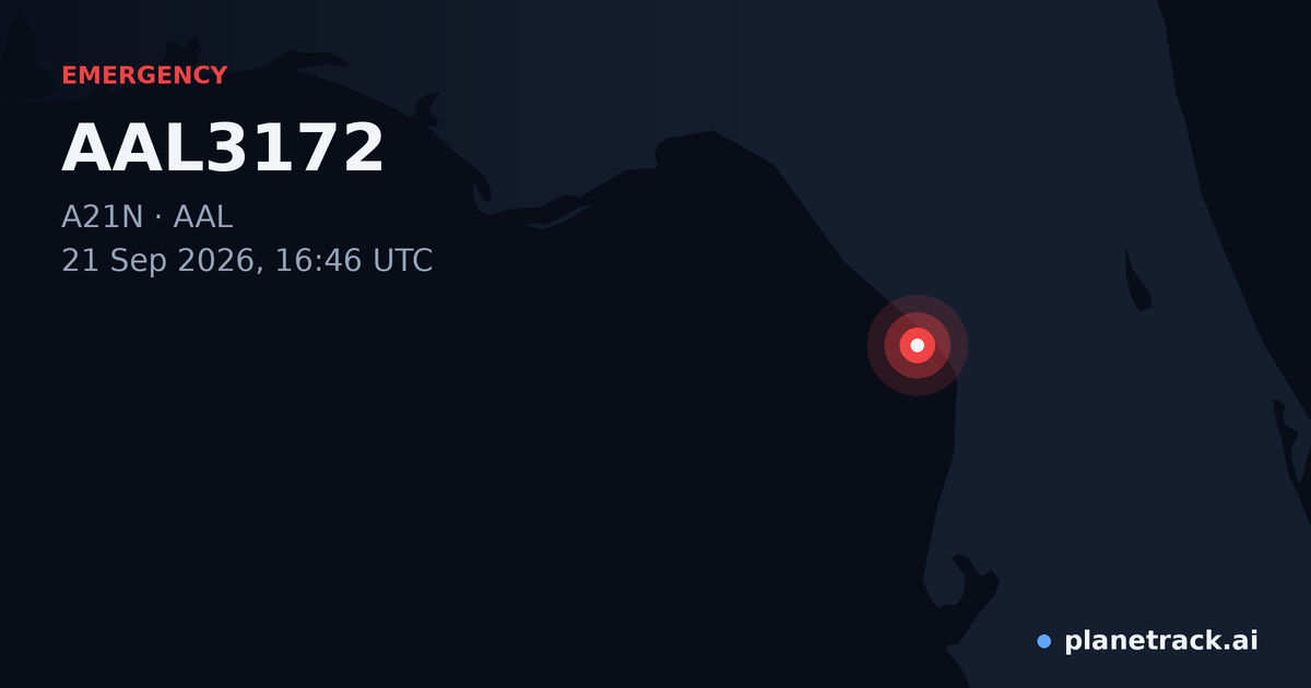 Map of where AAL3172's emergency: squawk 7600 happened