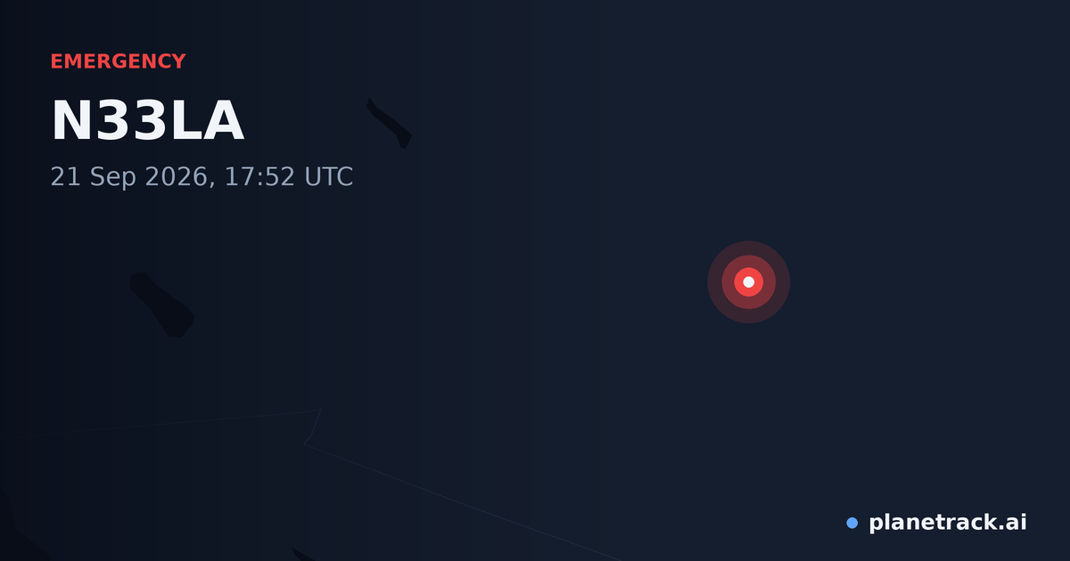Map of where N33LA's emergency: squawk 7600 happened