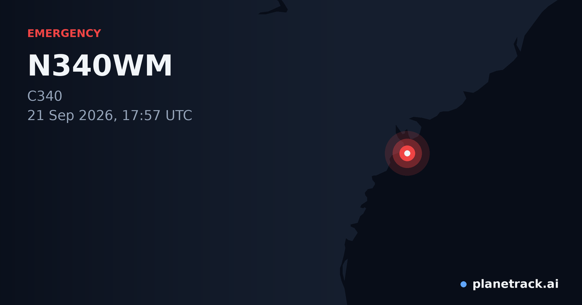 Map of where N340WM's emergency: squawk 7600 happened
