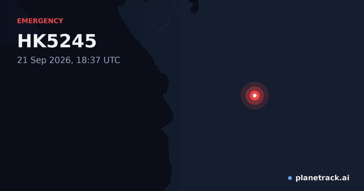 Map of where HK5245's emergency: squawk 7700 happened
