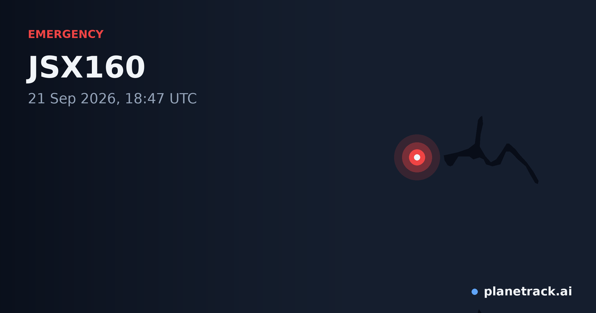 Map of where JSX160's emergency: squawk 7700 happened
