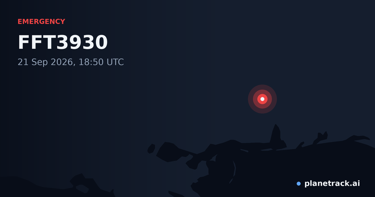 Map of where FFT3930's emergency: squawk 7600 happened