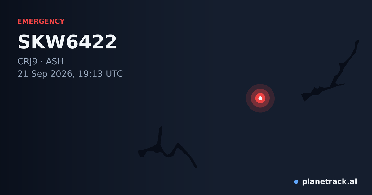 Map of where SKW6422's emergency: squawk 7600 happened