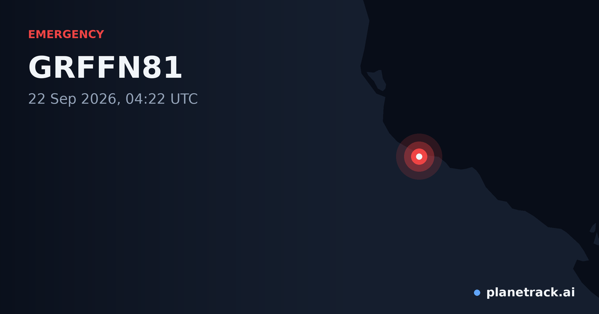 Map of where GRFFN81's emergency: squawk 7700 happened