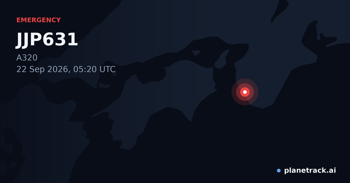 Map of where JJP631's emergency: squawk 7500 happened