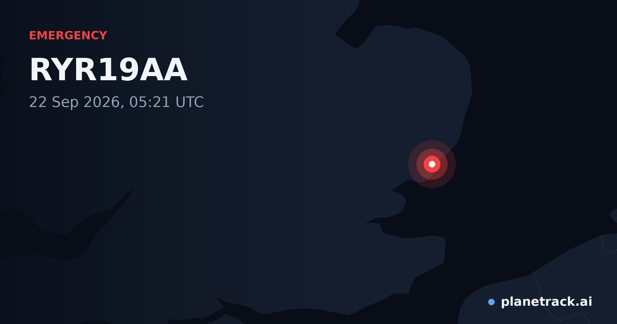 Map of where RYR19AA's emergency: squawk 7500 happened