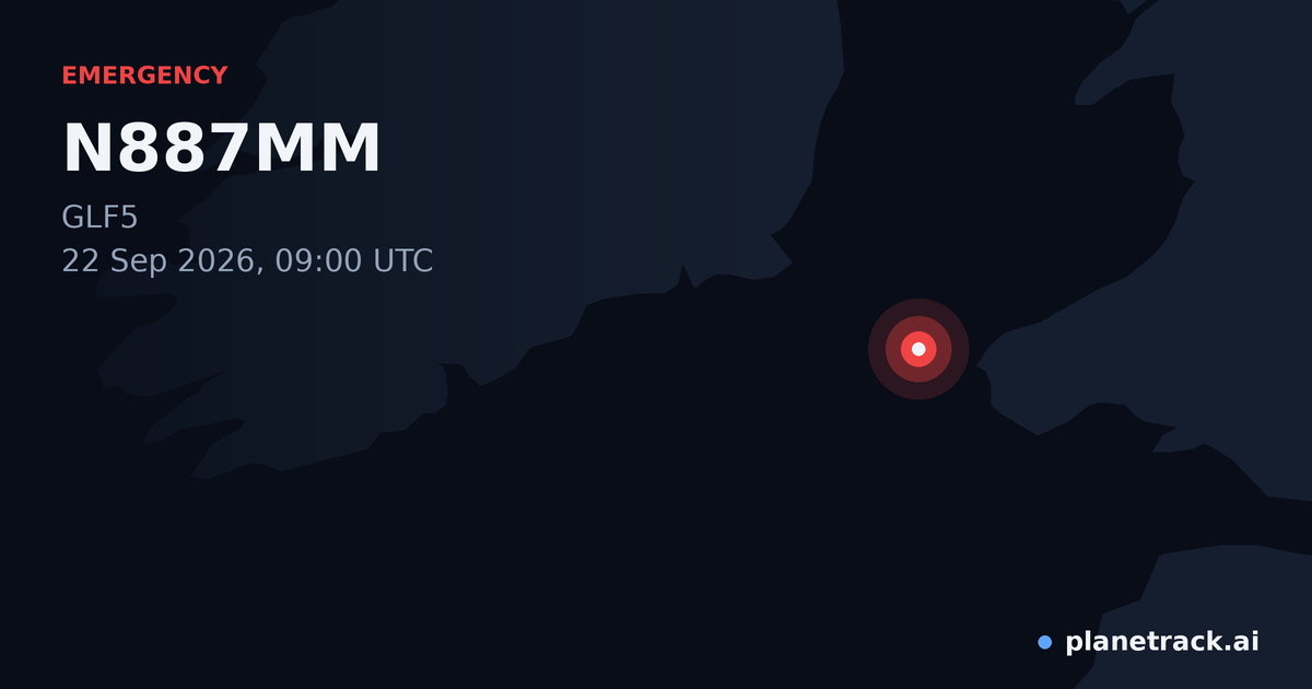 Map of where N887MM's emergency: squawk 7600 happened