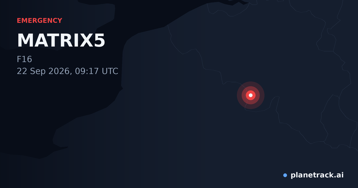 Map of where MATRIX5's emergency: squawk 7700 happened