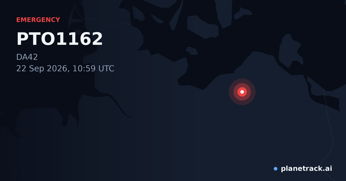 Map of where PTO1162's emergency: squawk 7700 happened