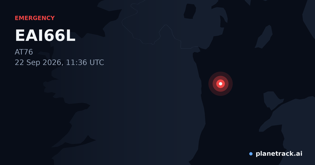 Map of where EAI66L's emergency: squawk 7500 happened