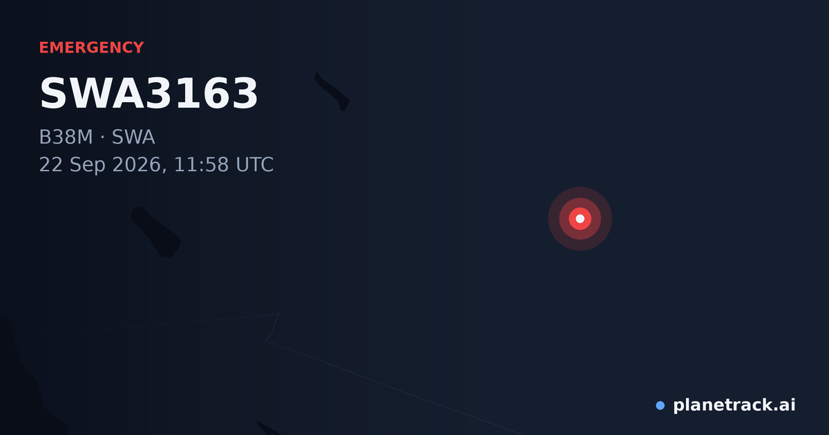 Map of where SWA3163's emergency: squawk 7600 happened