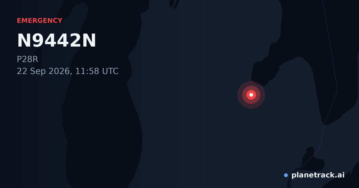 Map of where N9442N's emergency: squawk 7600 happened