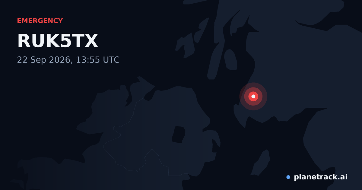 Map of where RUK5TX's emergency: squawk 7500 happened