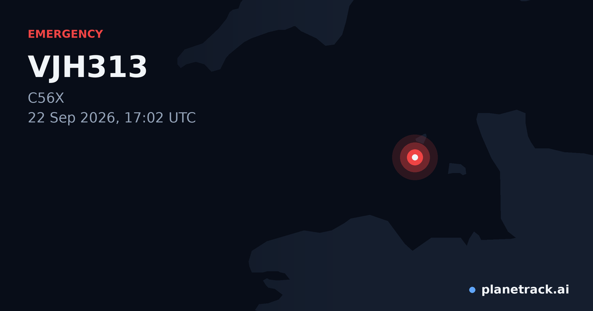 Map of where VJH313's emergency: squawk 7700 happened
