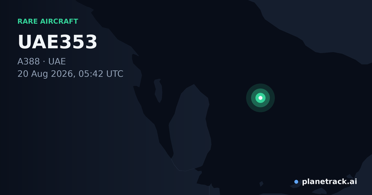 Map of where UAE353's rare aircraft happened