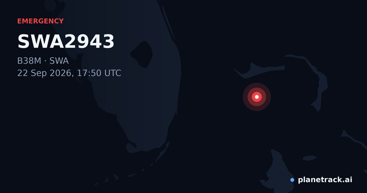 Map of where SWA2943's emergency: squawk 7700 happened