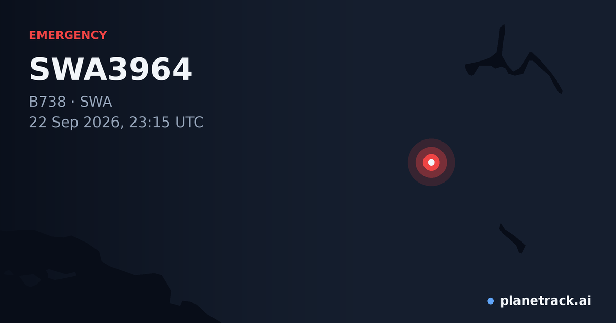 Map of where SWA3964's emergency: squawk 7500 happened