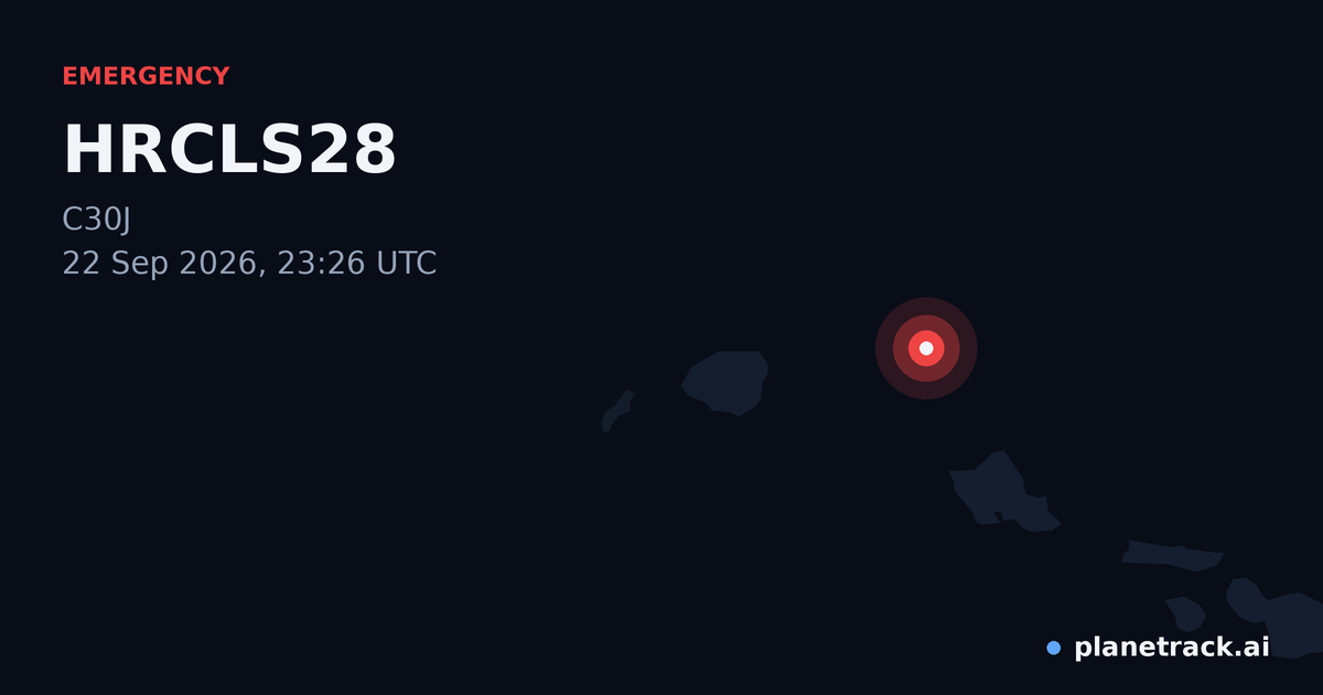 Map of where HRCLS28's emergency: squawk 7700 happened