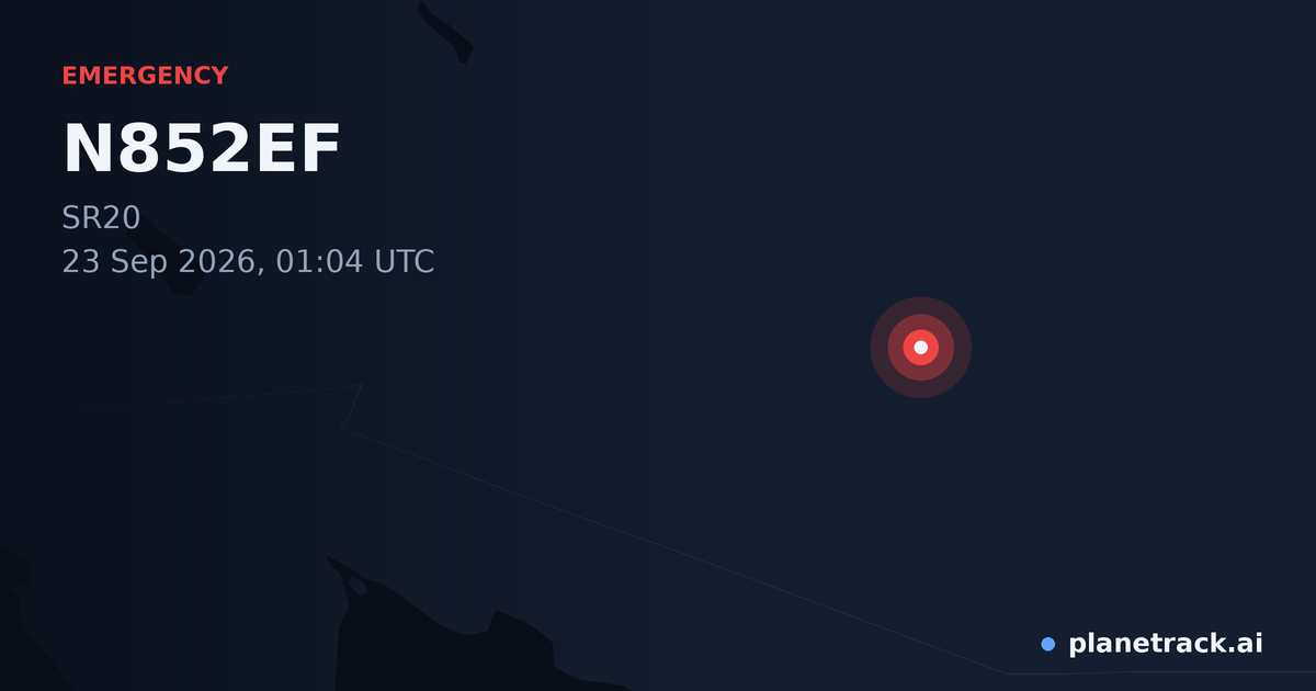 Map of where N852EF's emergency: squawk 7700 happened