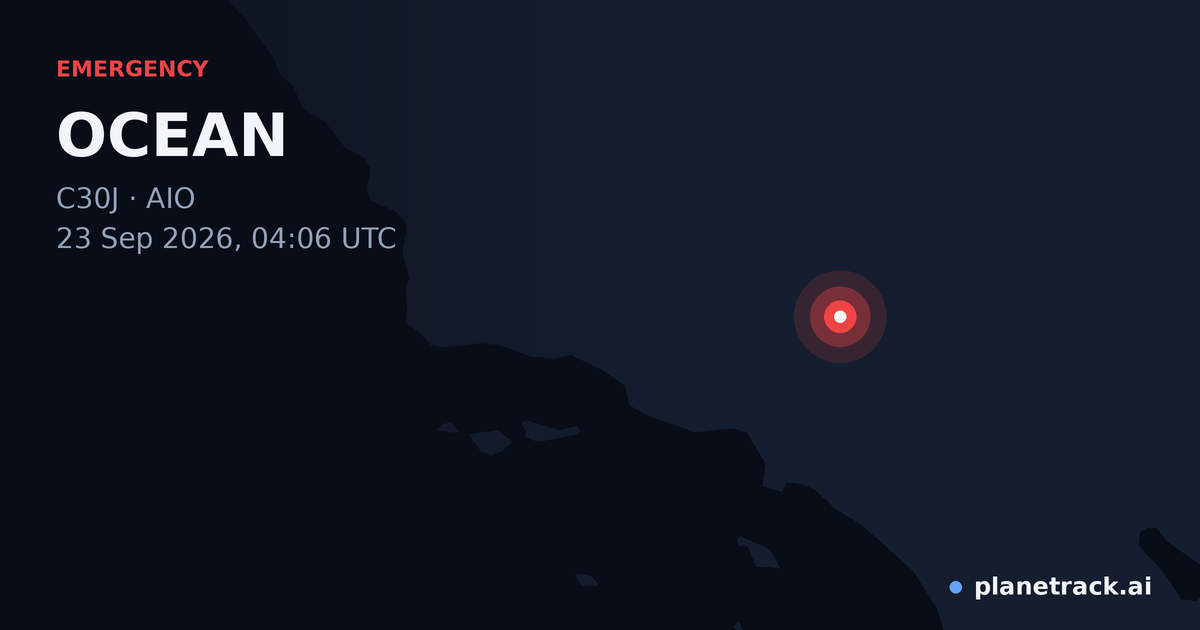 Map of where OCEAN's emergency: squawk 7700 happened