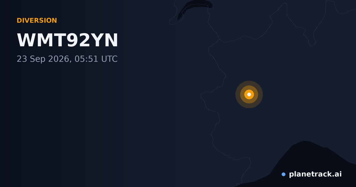 Map of where WMT92YN's diversion happened