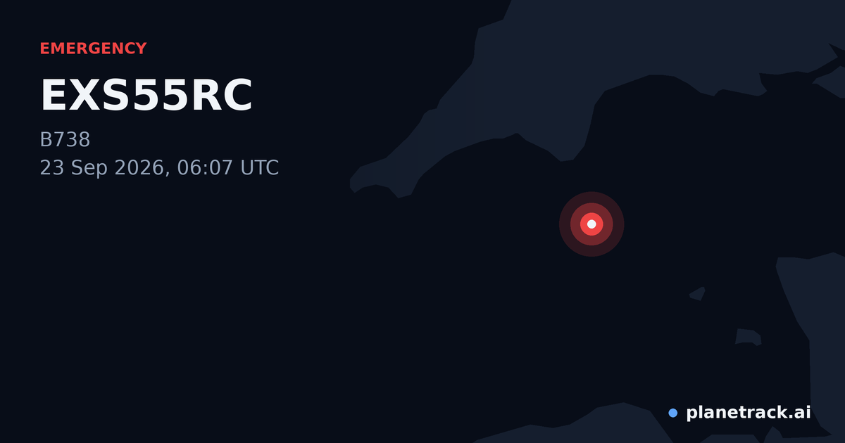 Map of where EXS55RC's emergency: squawk 7700 happened