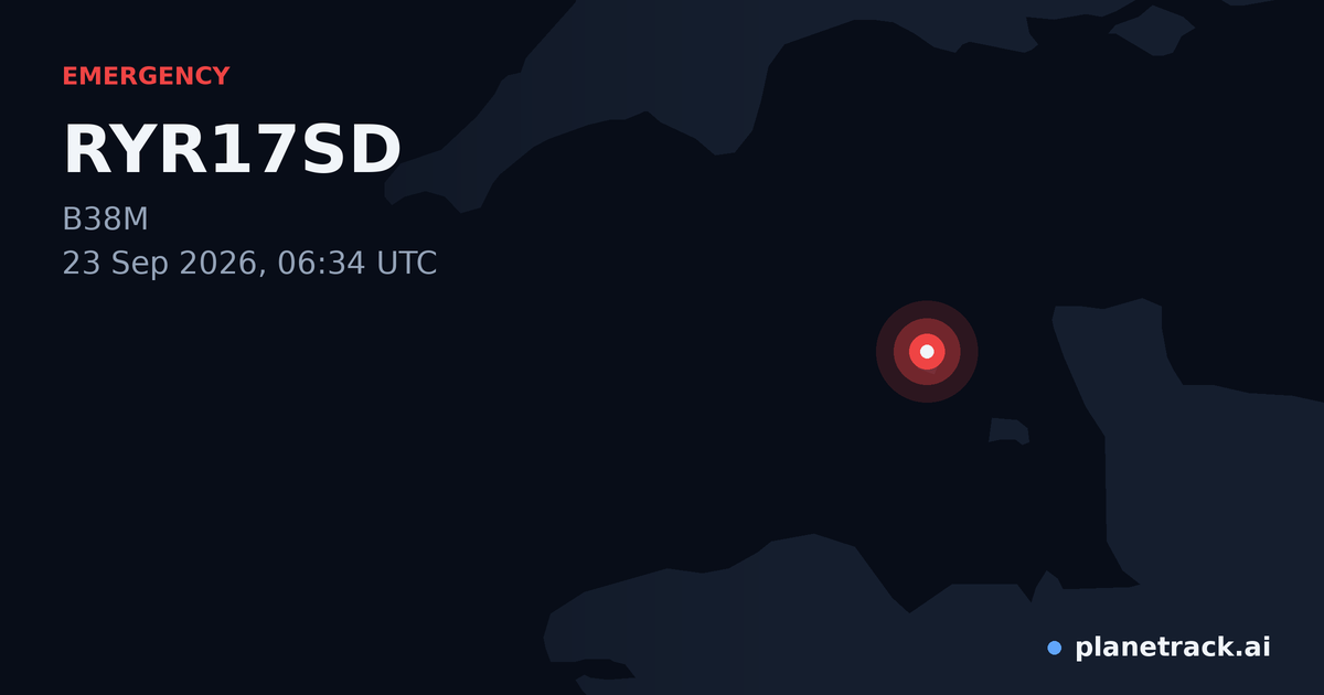 Map of where RYR17SD's emergency: squawk 7600 happened