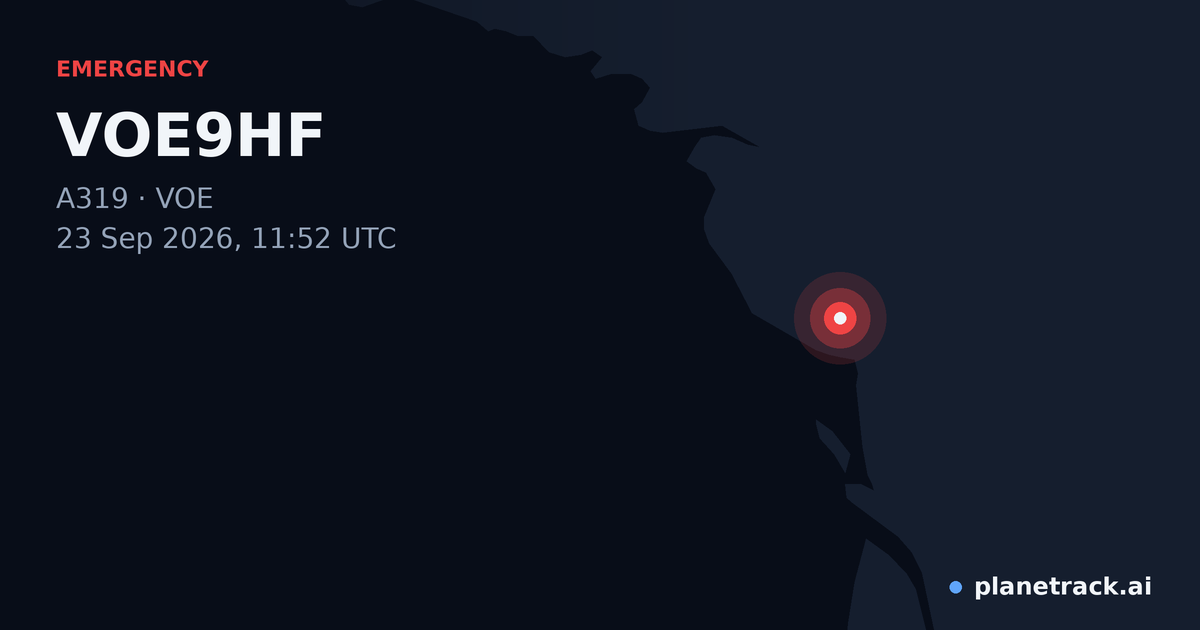 Map of where VOE9HF's emergency: squawk 7700 happened