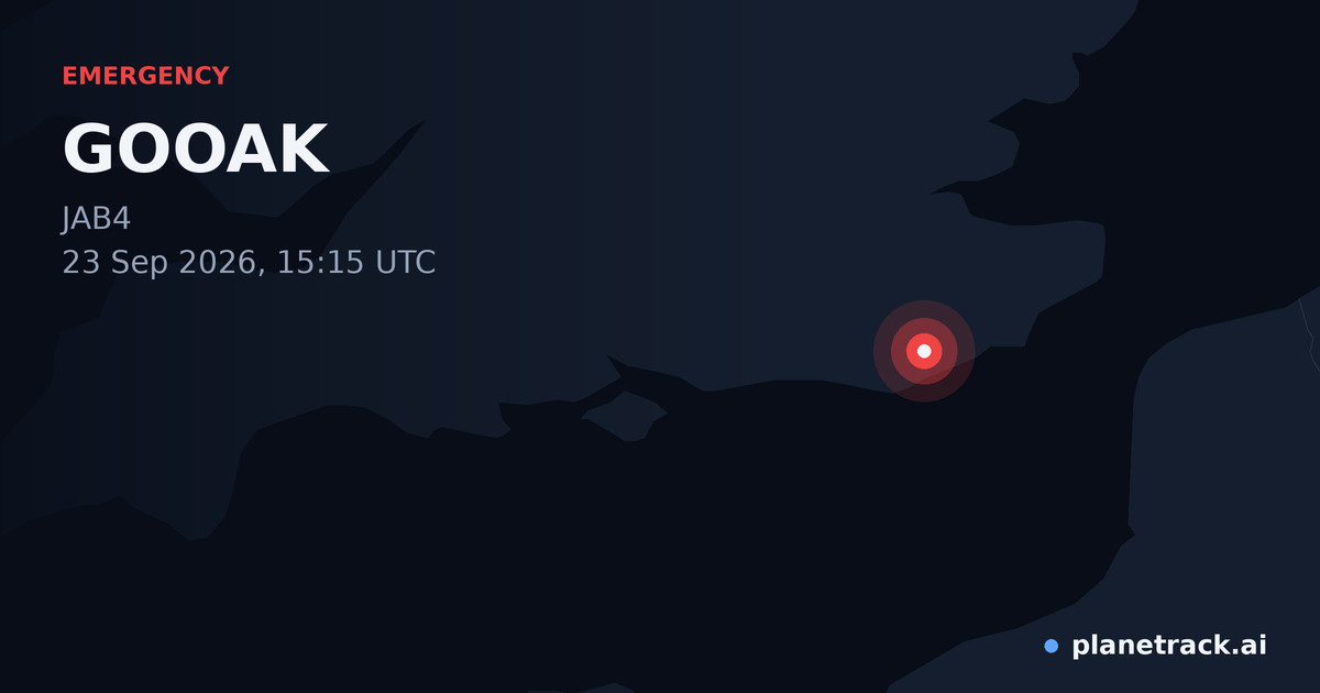 Map of where GOOAK's emergency: squawk 7700 happened