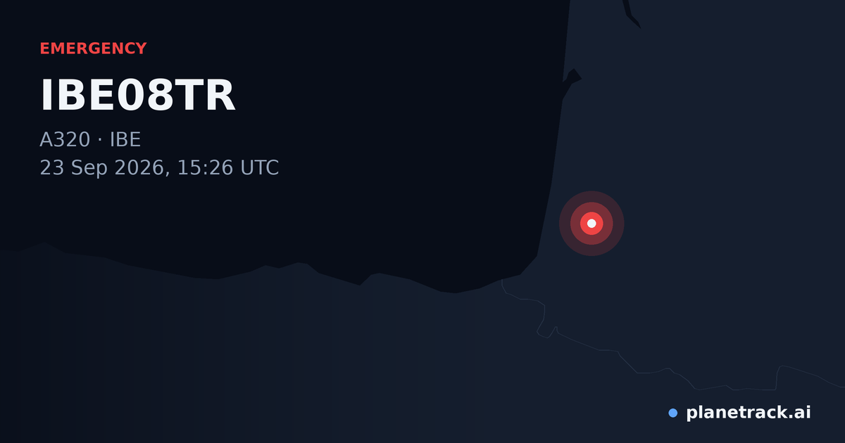 Map of where IBE08TR's emergency: squawk 7700 happened