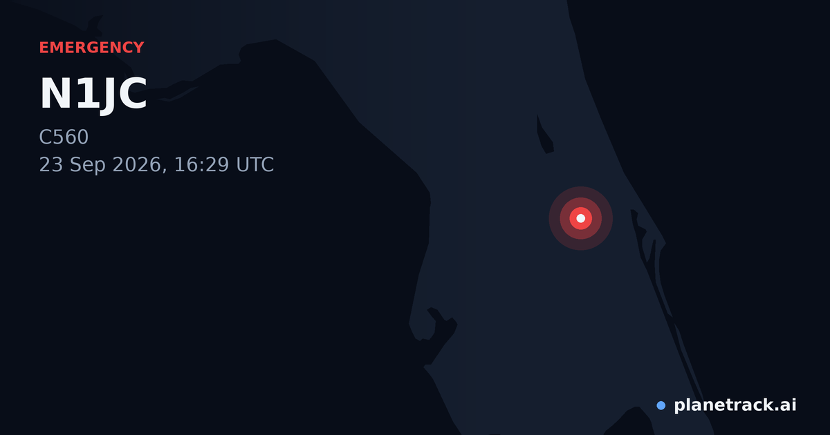 Map of where N1JC's emergency: squawk 7500 happened