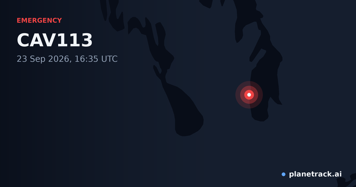 Map of where CAV113's emergency: squawk 7500 happened