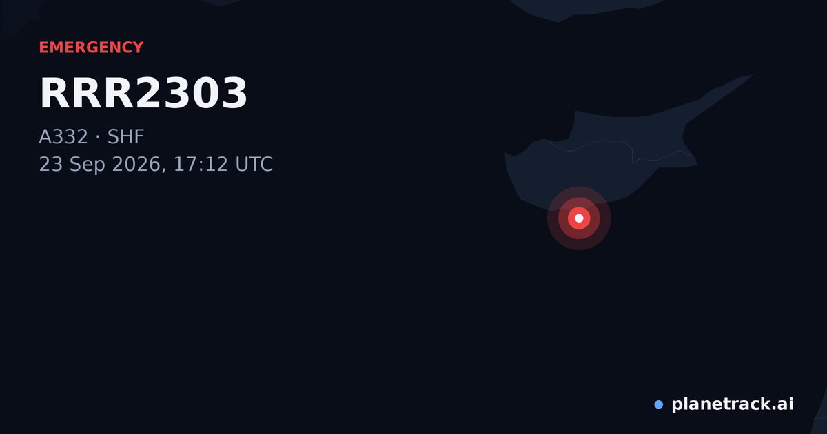 Map of where RRR2303's emergency: squawk 7700 happened