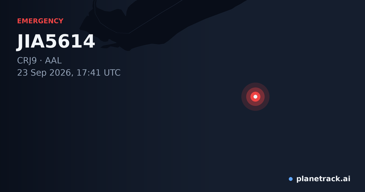 Map of where JIA5614's emergency: squawk 7500 happened
