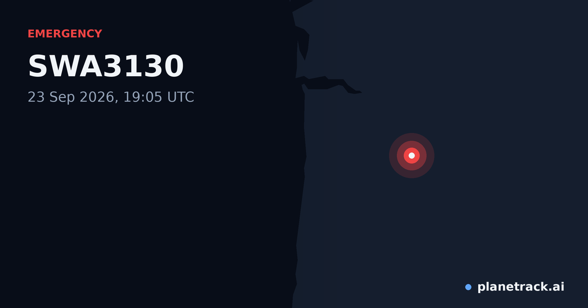Map of where SWA3130's emergency: squawk 7700 happened