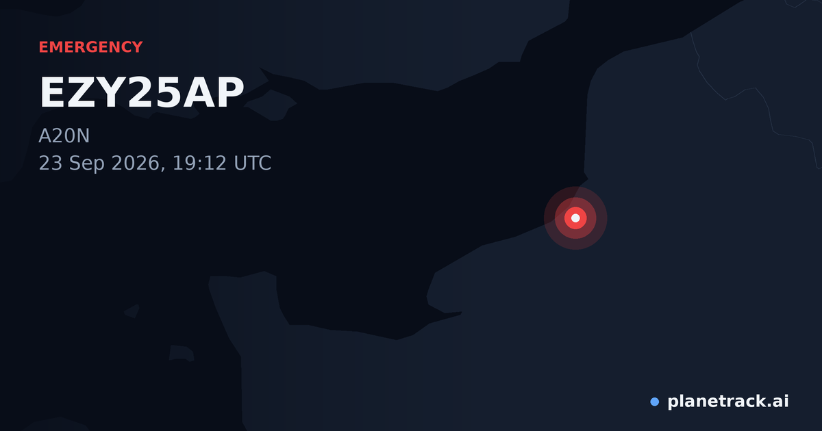 Map of where EZY25AP's emergency: squawk 7700 happened