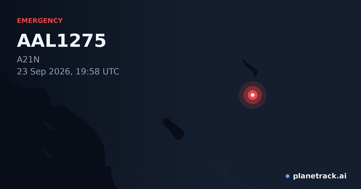 Map of where AAL1275's emergency: squawk 7700 happened