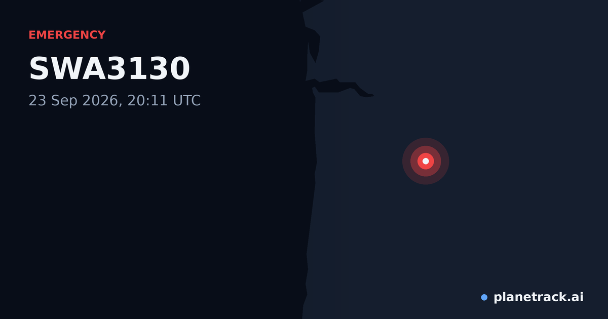 Map of where SWA3130's emergency: squawk 7700 happened