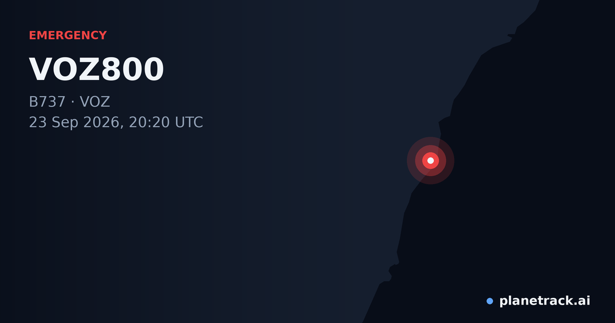 Map of where VOZ800's emergency: squawk 7700 happened