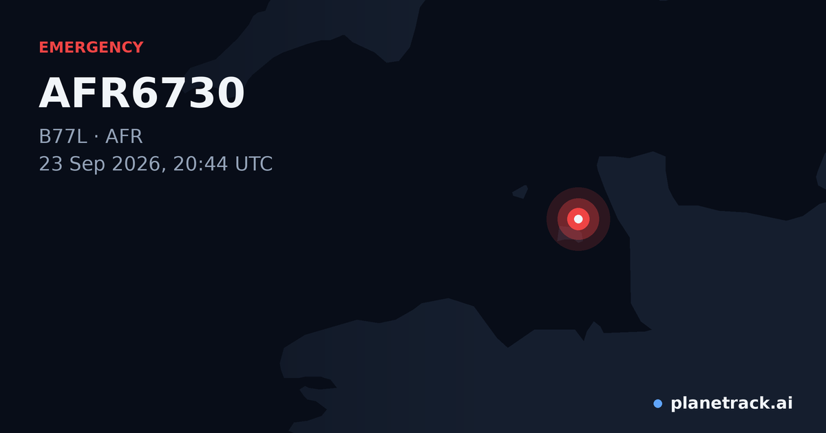 Map of where AFR6730's emergency: squawk 7600 happened