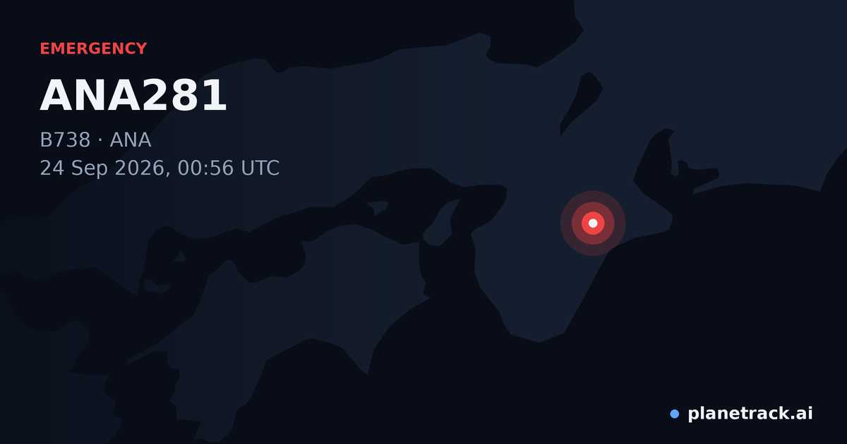 Map of where ANA281's emergency: squawk 7500 happened