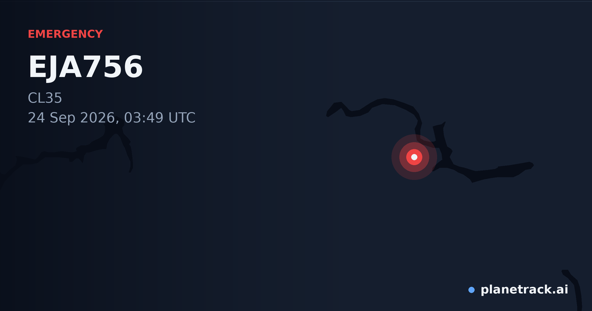 Map of where EJA756's emergency: squawk 7500 happened
