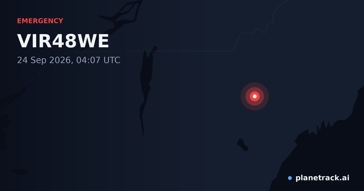 Map of where VIR48WE's emergency: squawk 7600 happened