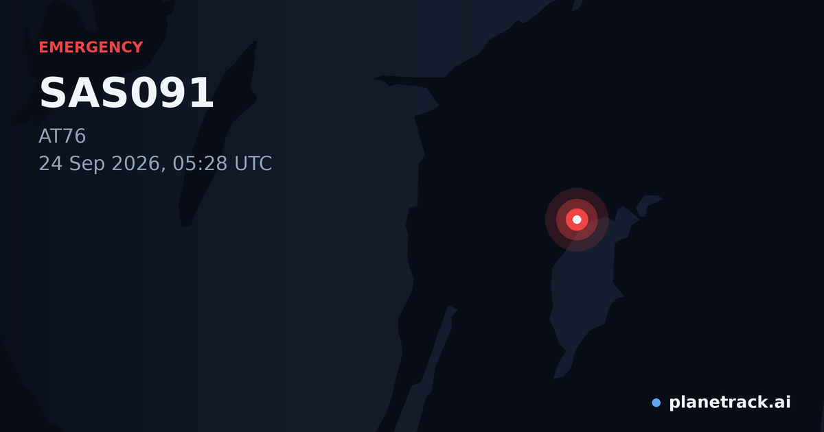Map of where SAS091's emergency: squawk 7700 happened