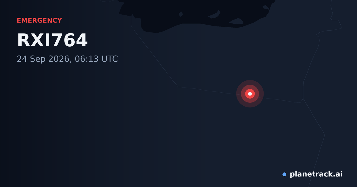 Map of where RXI764's emergency: squawk 7700 happened