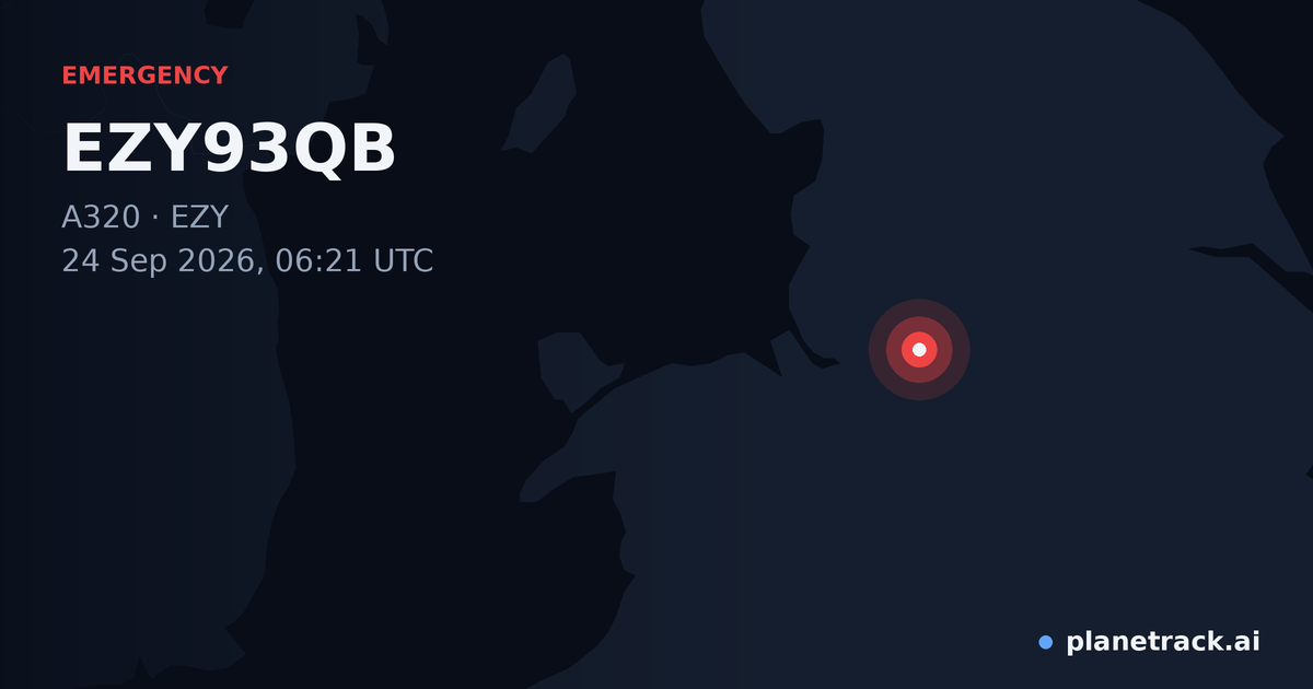 Map of where EZY93QB's emergency: squawk 7700 happened