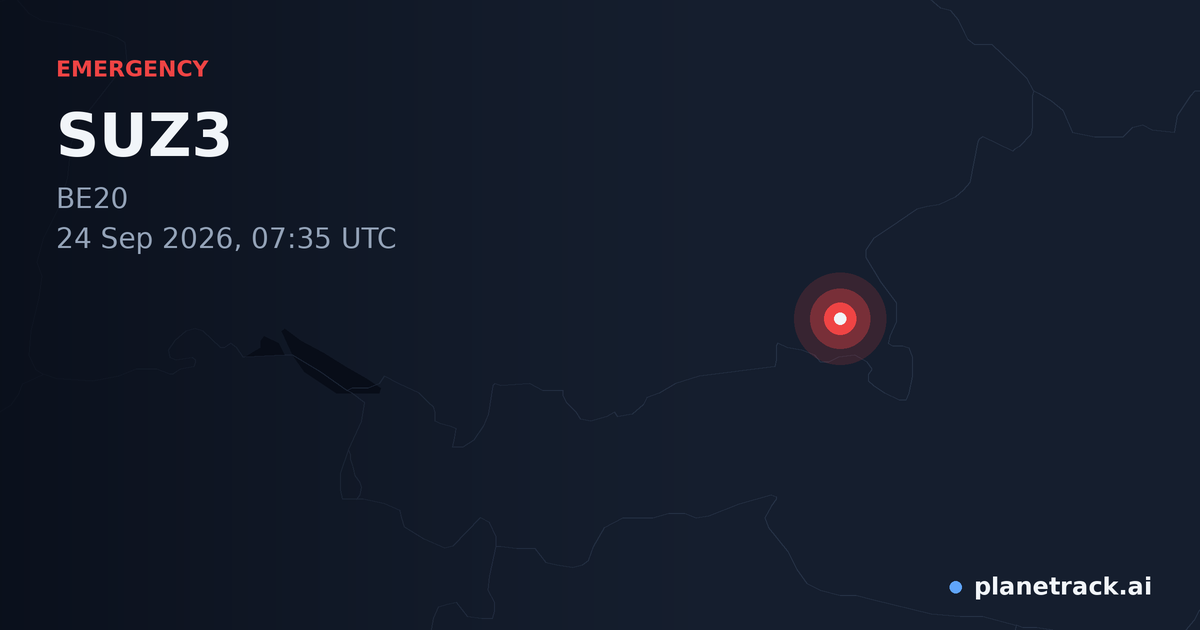 Map of where SUZ3's emergency: squawk 7700 happened