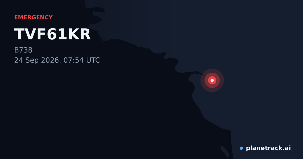 Map of where TVF61KR's emergency: squawk 7700 happened